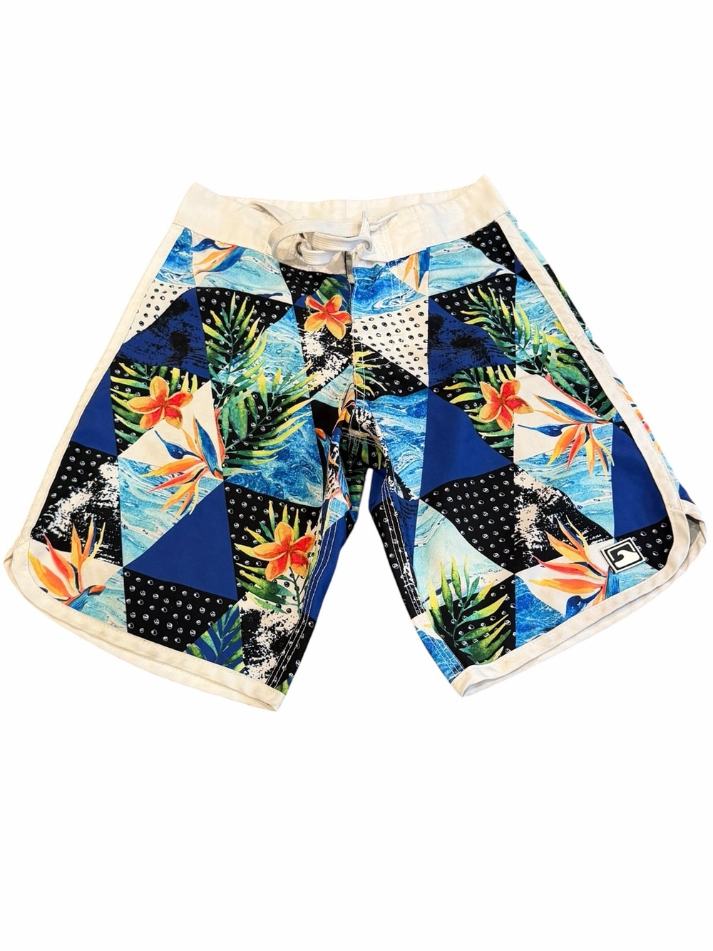 Quiksilver, Boys Blue Tropical Kids Swim Trunks, Size 6-8